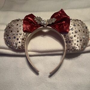 Winter/Holiday Minnie Mouse Ears Headband - BaubleBar - Red Bow